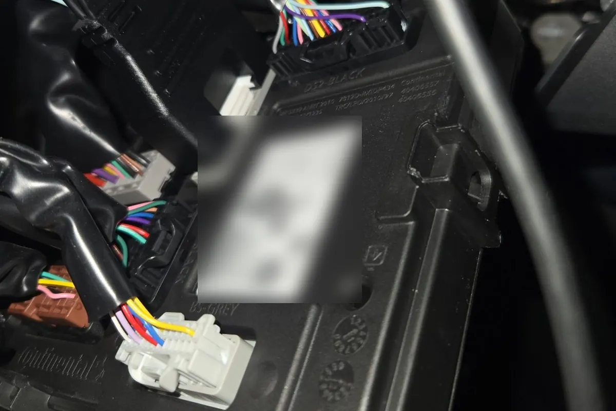 Module électronique de carrosserie déposé, avec ses connecteurs